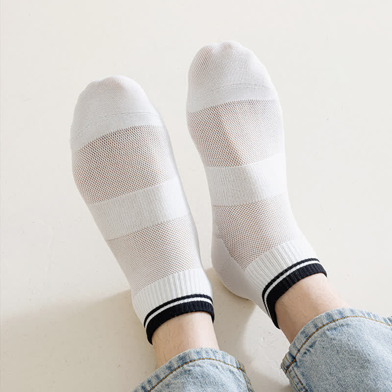 Men's Mesh Ribbed Design Thin Summer Short Socks