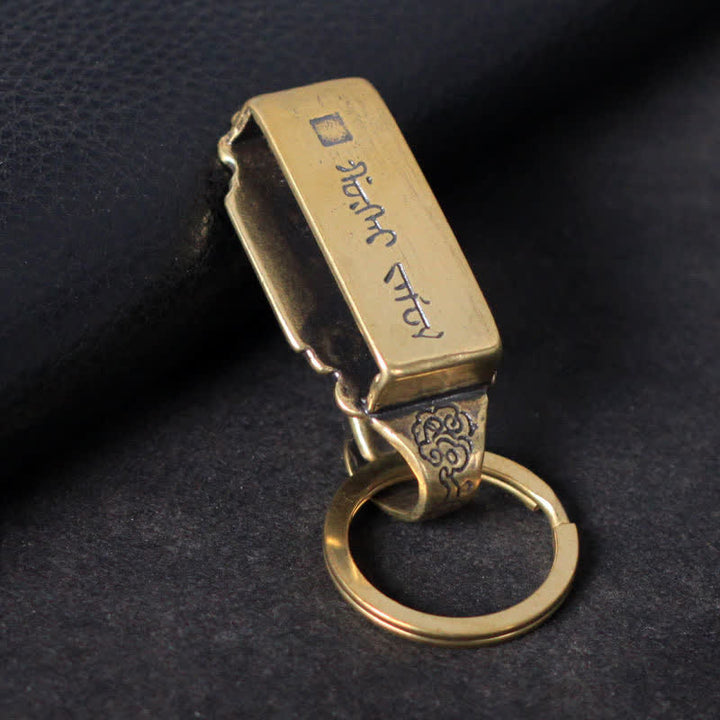 Vintage Pattern Solid Brass Buckle Hook Belt Clip Keychain - image 4