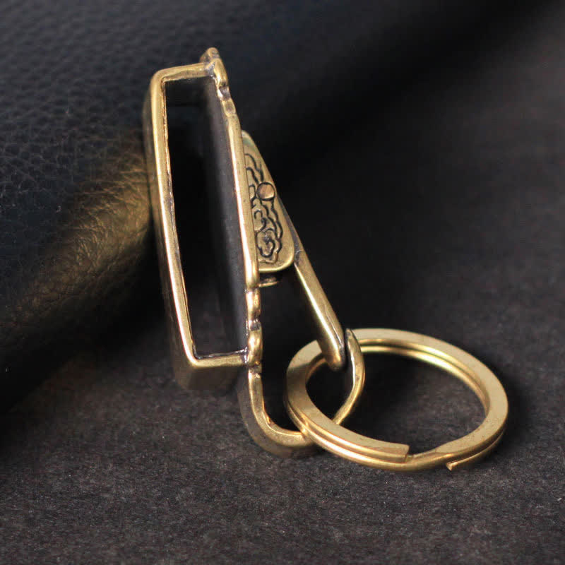 Vintage Pattern Solid Brass Buckle Hook Belt Clip Keychain - image 3