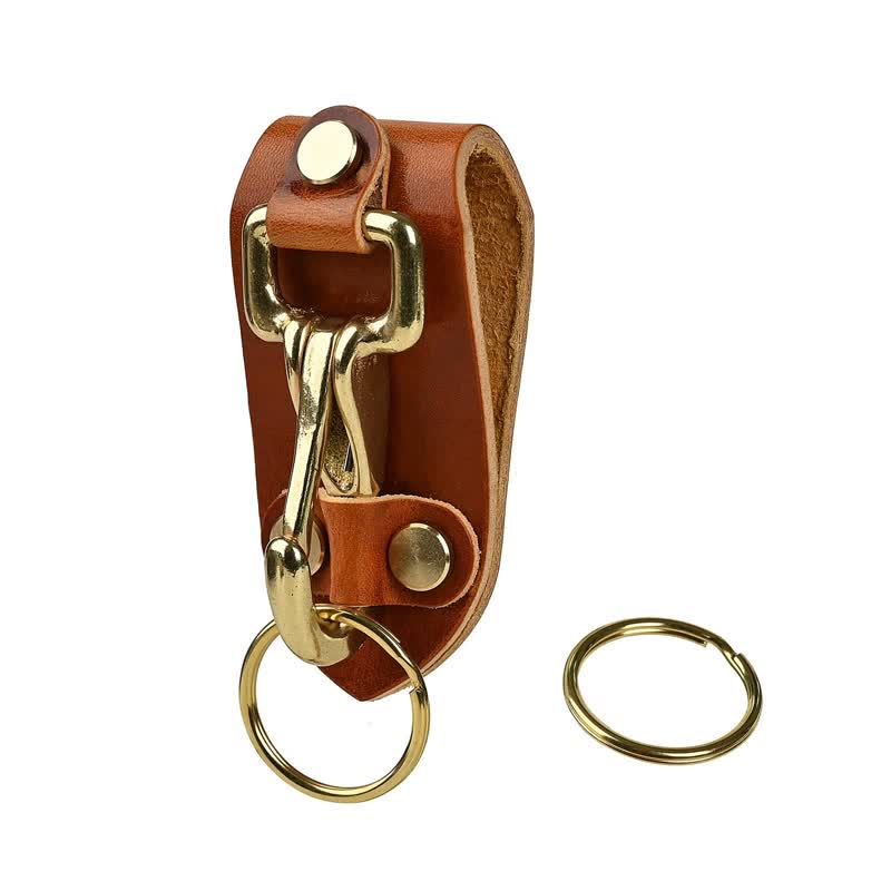 Orange Brown Practical  Belt Loop PU Leather Keychain - image 2