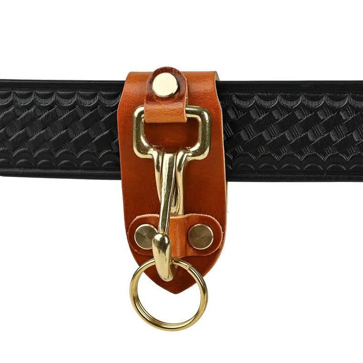 Orange Brown Practical  Belt Loop PU Leather Keychain - image 3
