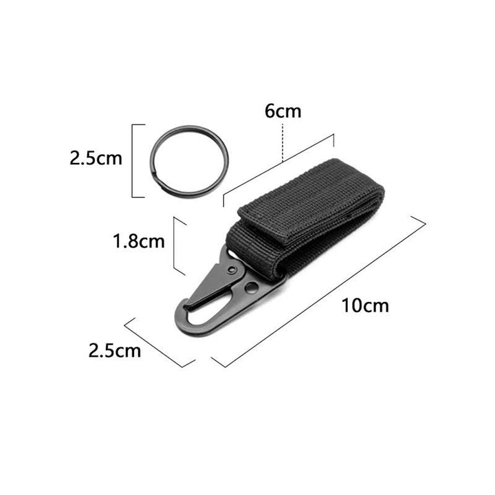 Touch Fastener Webbing Tactic Belt Loop Nylon Keychain - Black - image 5