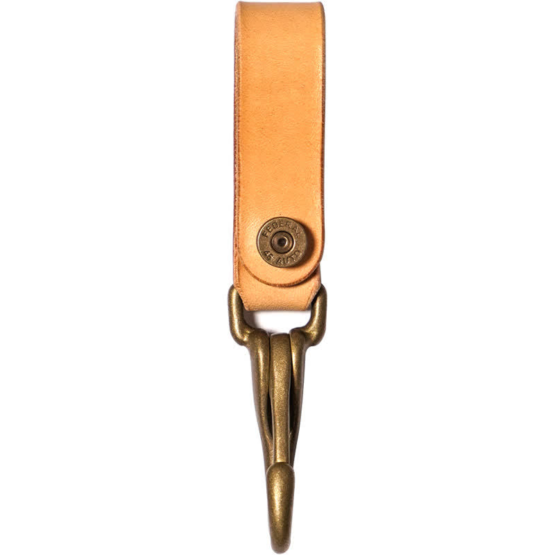Waist Hanging Retro Genuine Leather Belt Loop Keychain - Natural Color - image 6
