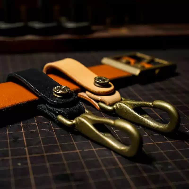 Waist Hanging Retro Genuine Leather Belt Loop Keychain