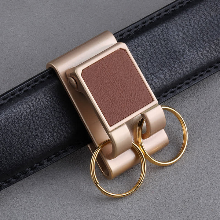Heavy Duty Double Rings Metal Belt Loop Keychain - Gold - image 6