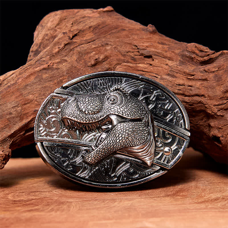 Men's DIY Dinosaur Hidden Folding Knife Leather Belt - Dinosaur - Without Belt - Not Included Belt - image 0