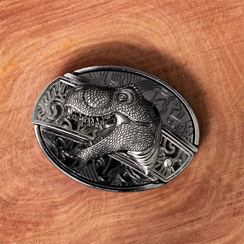 Men's DIY Dinosaur Hidden Folding Knife Leather Belt - image 2