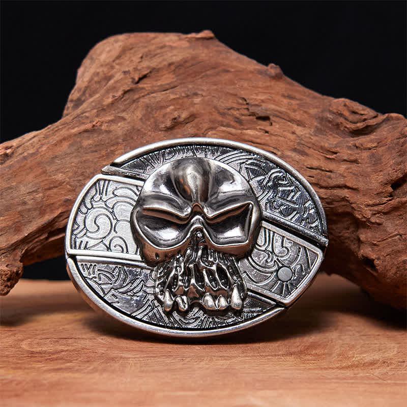 Men's DIY Skull Head Hidden Folding Knife Leather Belt - Skull Head - Without Belt - Not Included Belt - image 0
