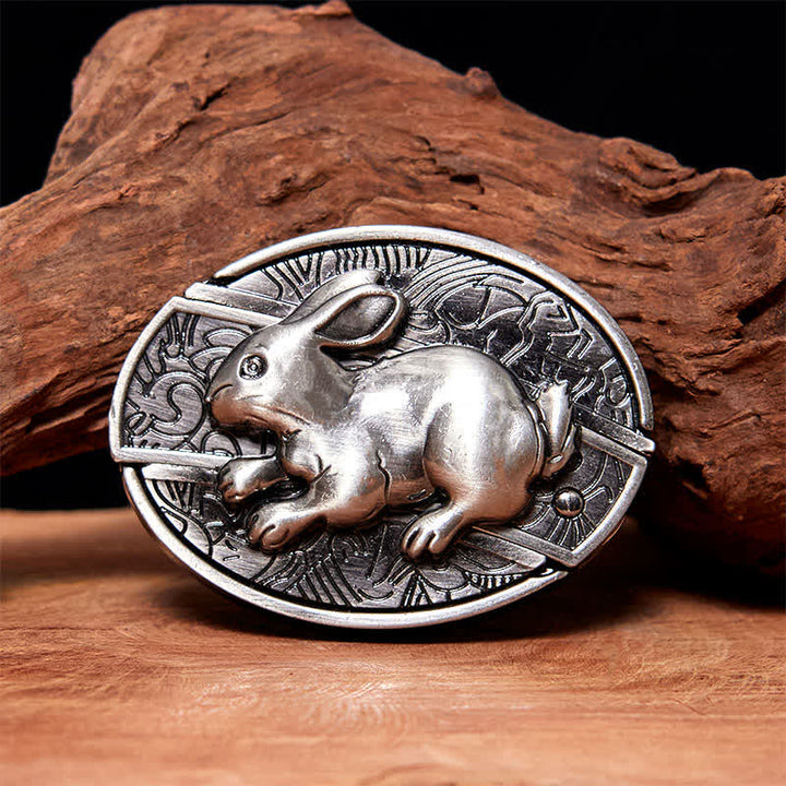 Men's DIY Rabbit Hidden Folding Knife Leather Belt