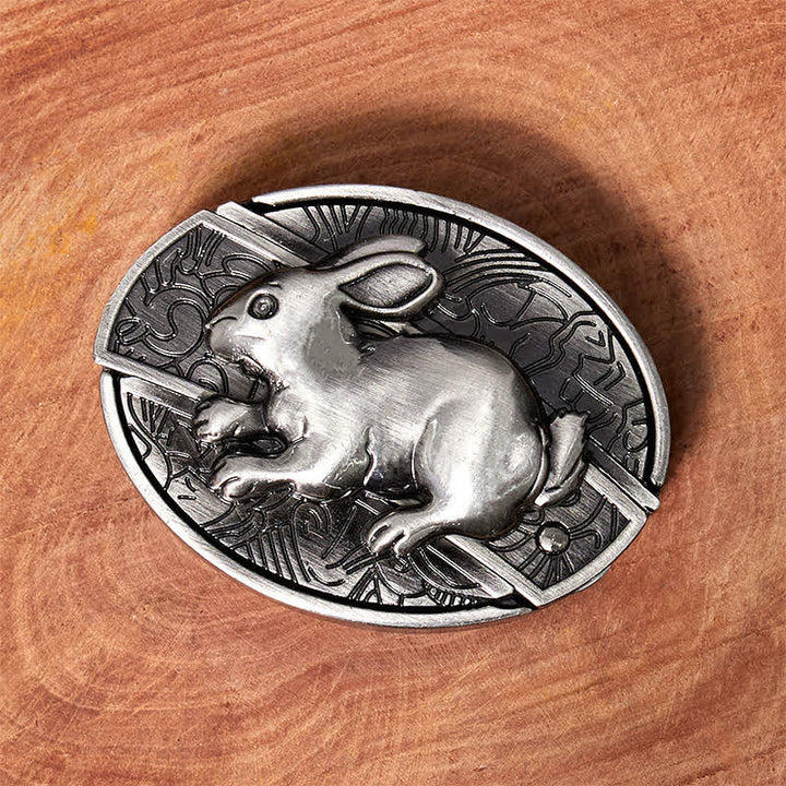 Men's DIY Rabbit Hidden Folding Knife Leather Belt