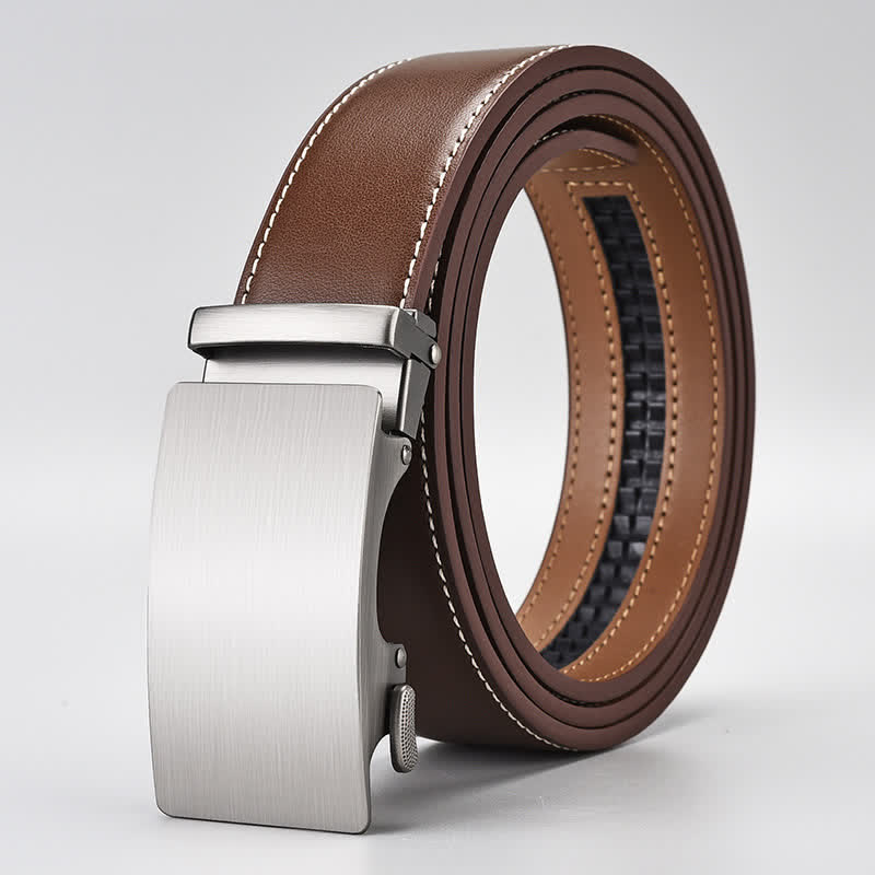 Simple Brown Business Gentleman Automatic Buckle Leather Belt - Style #1 - 46 - image 0