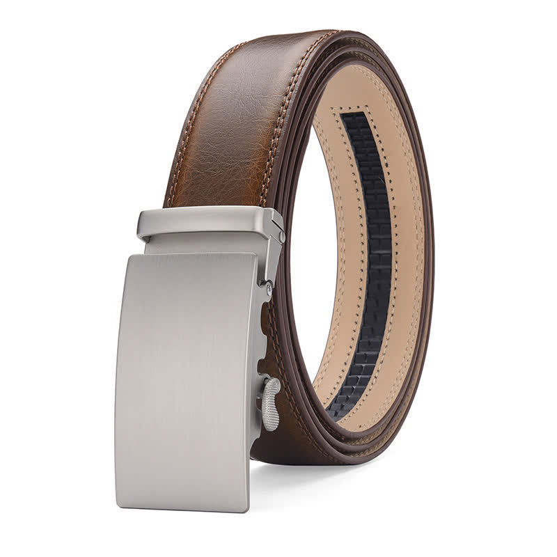 Matte Blank Automatic Buckle Crack Pattern Leather Belt