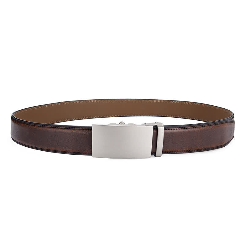Matte Blank Automatic Buckle Crack Pattern Leather Belt