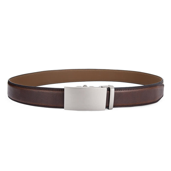 Matte Blank Automatic Buckle Crack Pattern Leather Belt