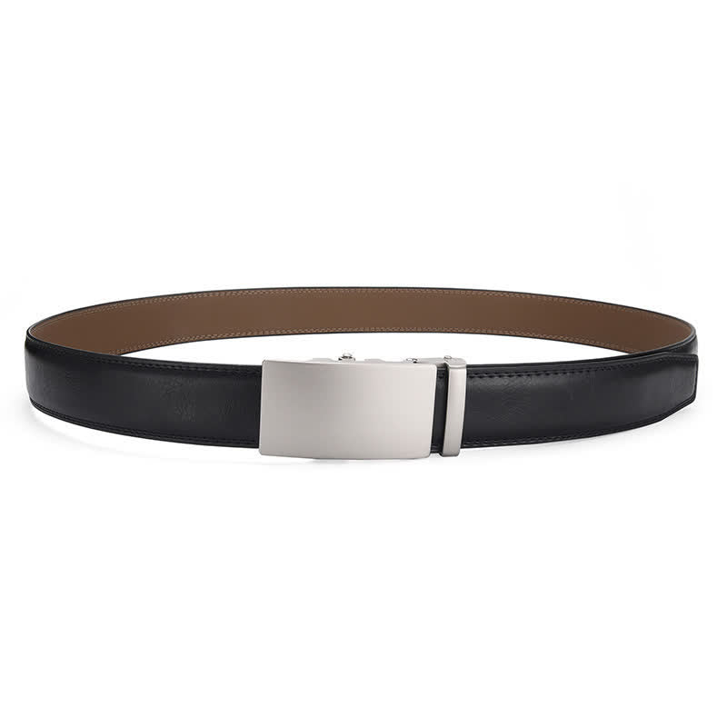Matte Blank Automatic Buckle Crack Pattern Leather Belt - image 5