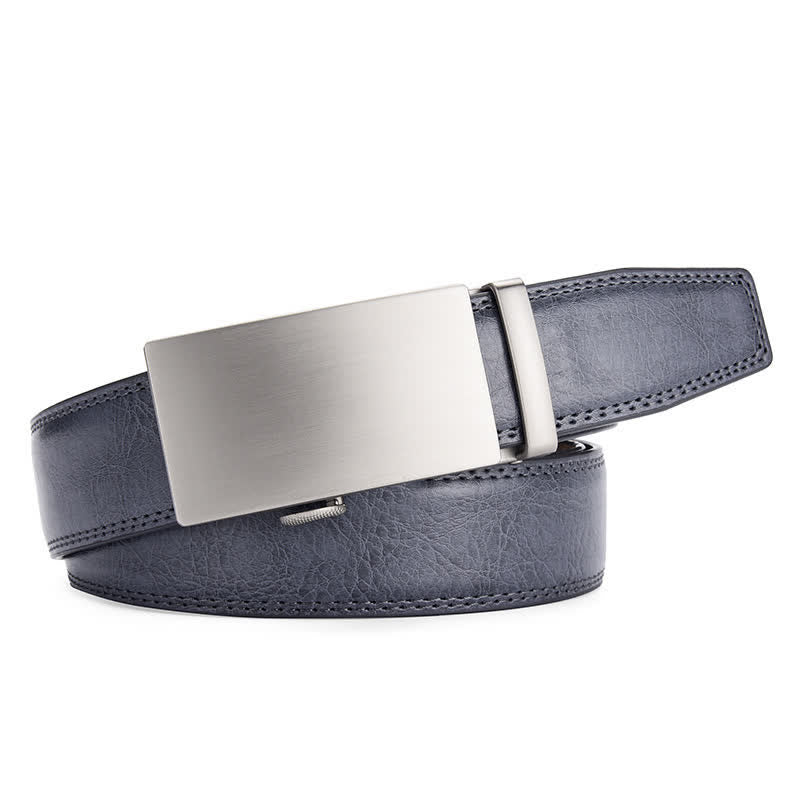 Matte Blank Automatic Buckle Crack Pattern Leather Belt - Gray - 46 - image 0