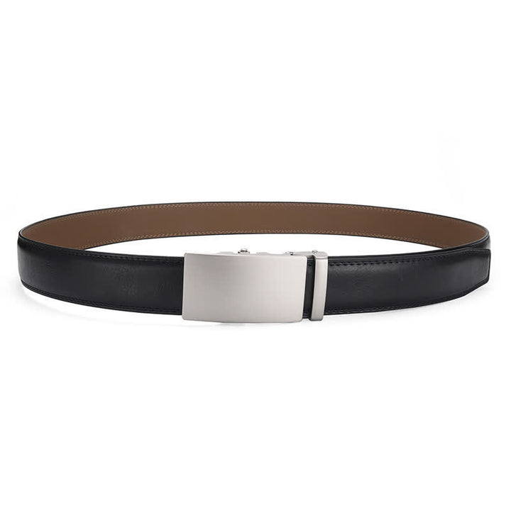 Matte Blank Automatic Buckle Crack Pattern Leather Belt