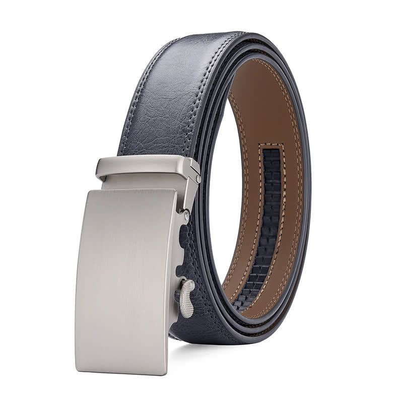 Matte Blank Automatic Buckle Crack Pattern Leather Belt - image 1