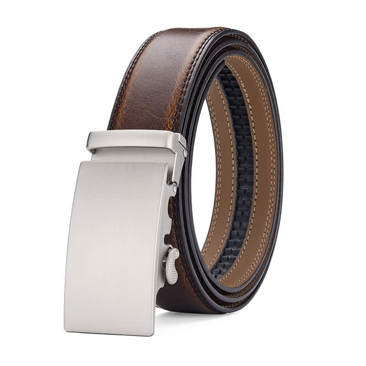 Matte Blank Automatic Buckle Crack Pattern Leather Belt