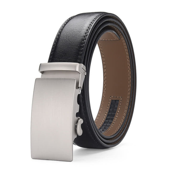 Matte Blank Automatic Buckle Crack Pattern Leather Belt - image 4