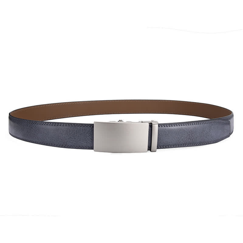 Matte Blank Automatic Buckle Crack Pattern Leather Belt - image 2