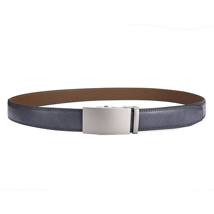Matte Blank Automatic Buckle Crack Pattern Leather Belt - image 2