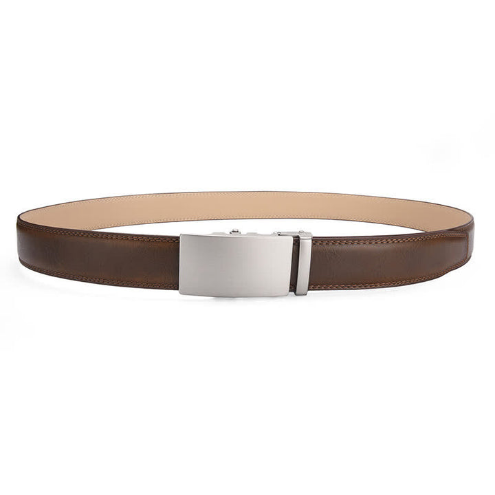 Matte Blank Automatic Buckle Crack Pattern Leather Belt