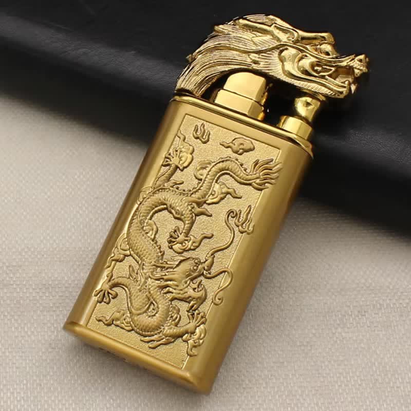 Relief Dragon Magic Dual Flame Refillable Butane Lighter - Gold - image 1