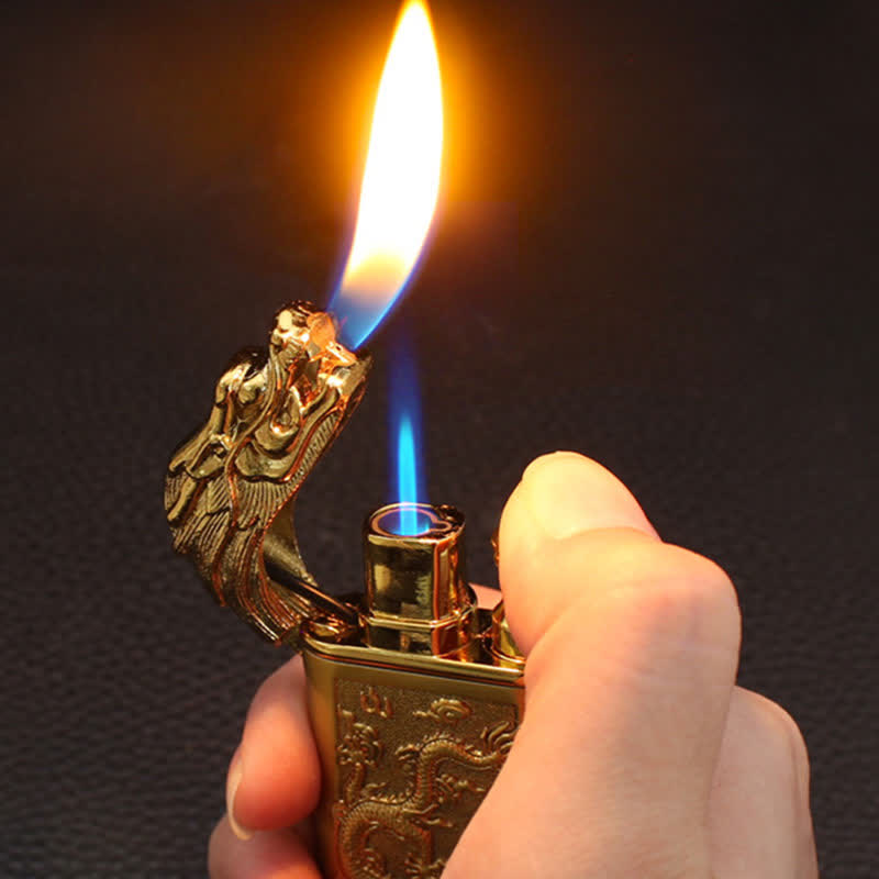 Relief Dragon Magic Dual Flame Refillable Butane Lighter
