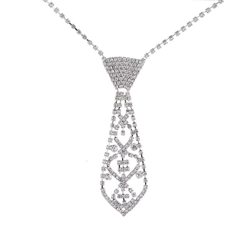 Crystal Rhinestone Party Jewelry Creative Necktie Necklace