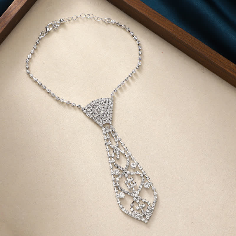 Crystal Rhinestone Party Jewelry Creative Necktie Necklace