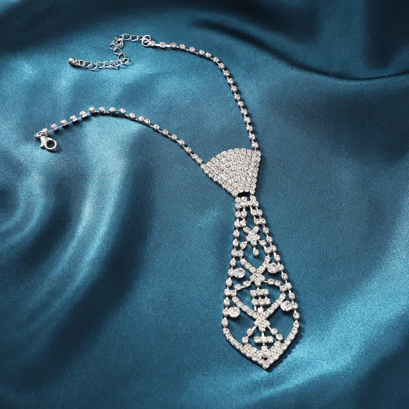 Crystal Rhinestone Party Jewelry Creative Necktie Necklace