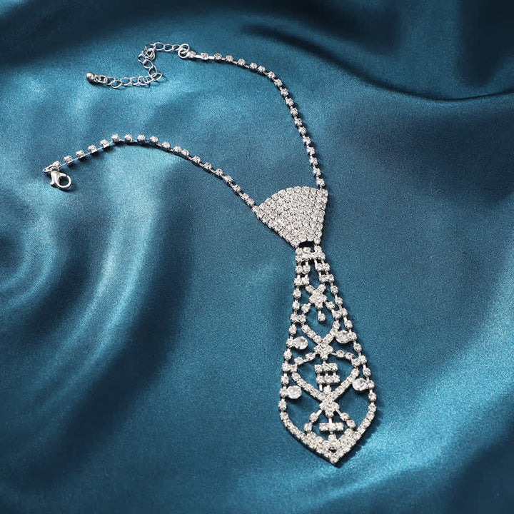 Crystal Rhinestone Party Jewelry Creative Necktie Necklace