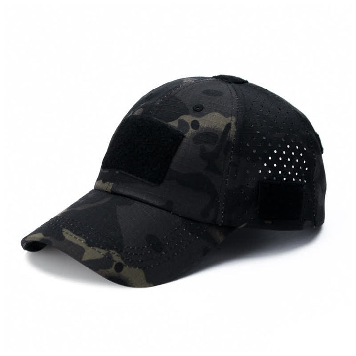 Velcro Glasses Hole Breathable Camouflage Baseball Cap