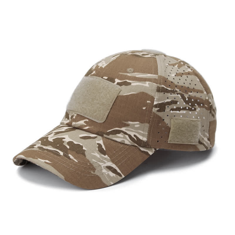 Velcro Glasses Hole Breathable Camouflage Baseball Cap