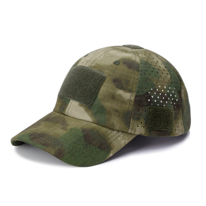 Velcro Glasses Hole Breathable Camouflage Baseball Cap