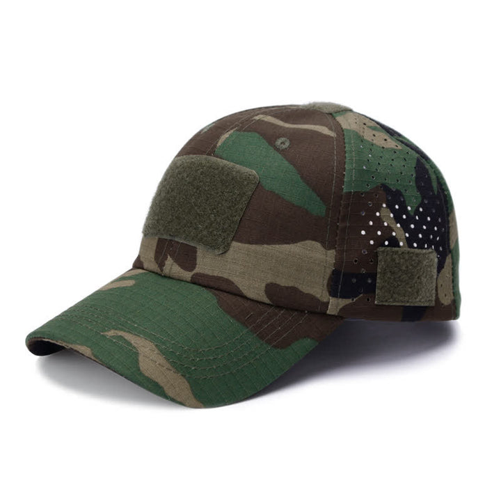 Velcro Glasses Hole Breathable Camouflage Baseball Cap