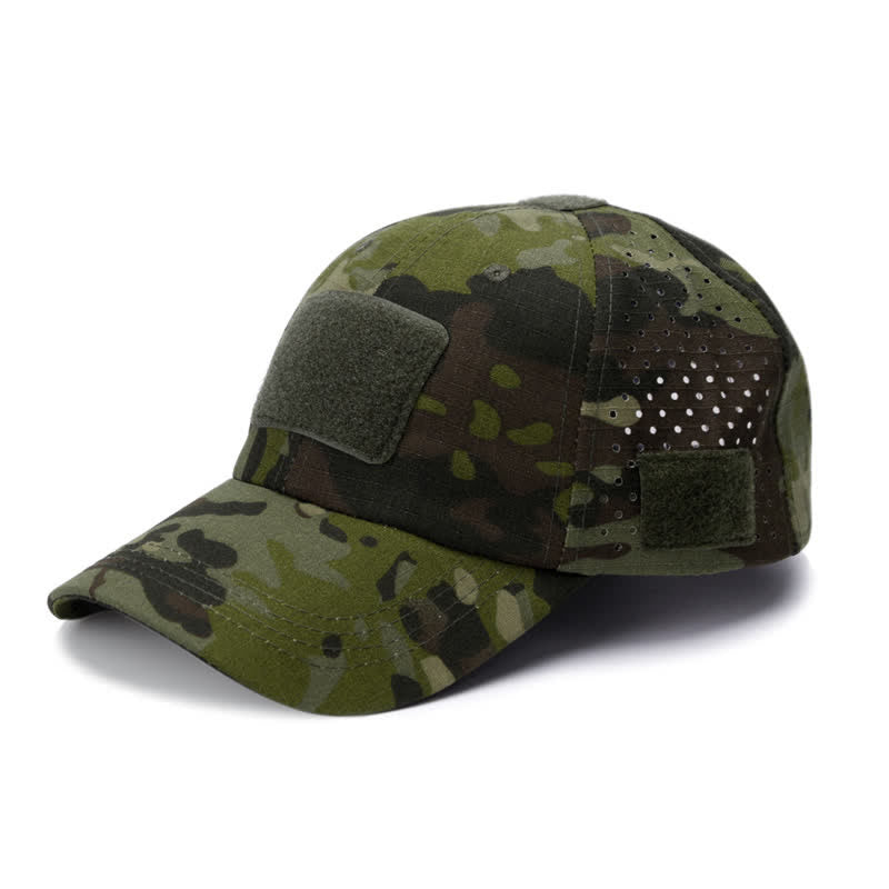 Velcro Glasses Hole Breathable Camouflage Baseball Cap