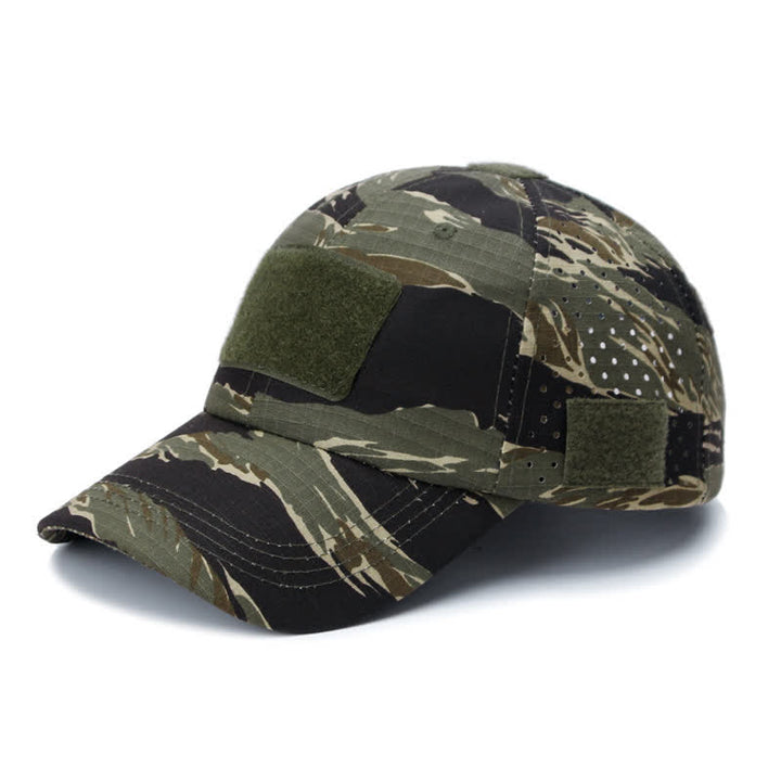 Velcro Glasses Hole Breathable Camouflage Baseball Cap