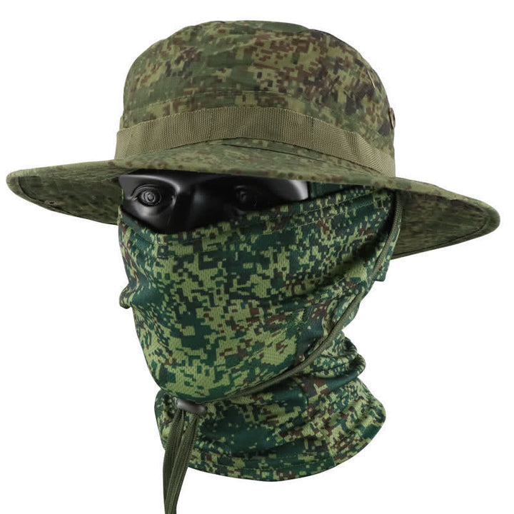 2Pcs Men's Head Cover Face Mask Camouflage Tactical Bucket Hat