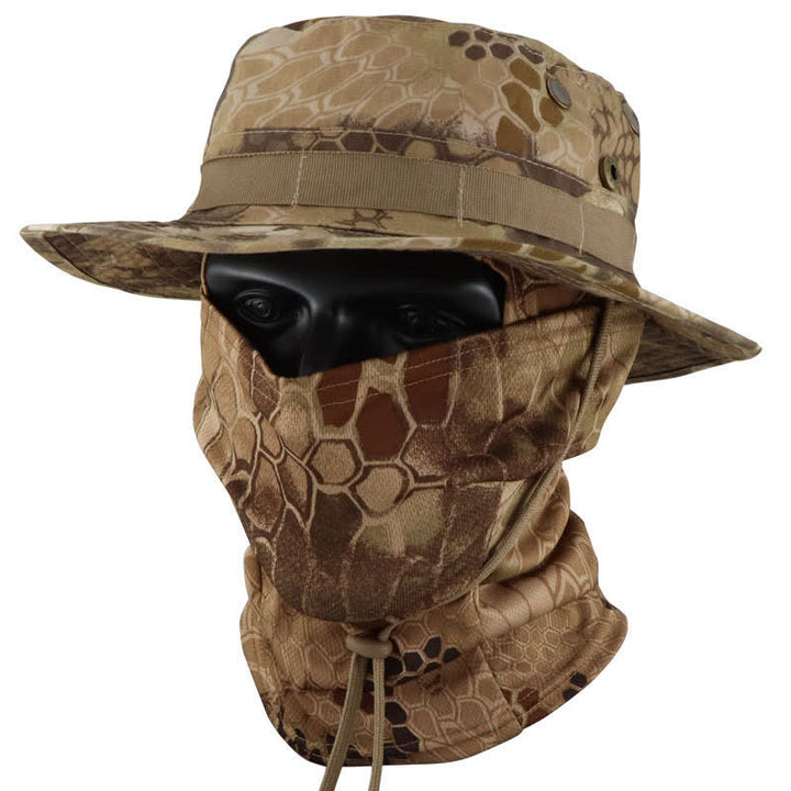 2Pcs Men's Head Cover Face Mask Camouflage Tactical Bucket Hat