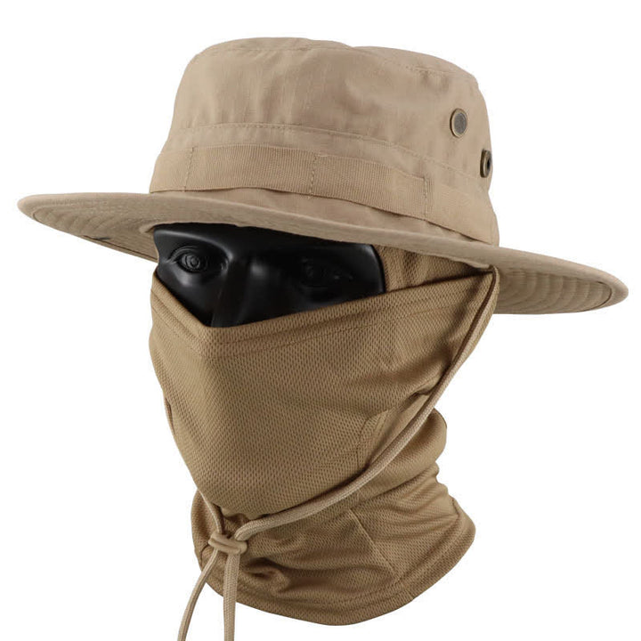 2Pcs Men's Head Cover Face Mask Camouflage Tactical Bucket Hat