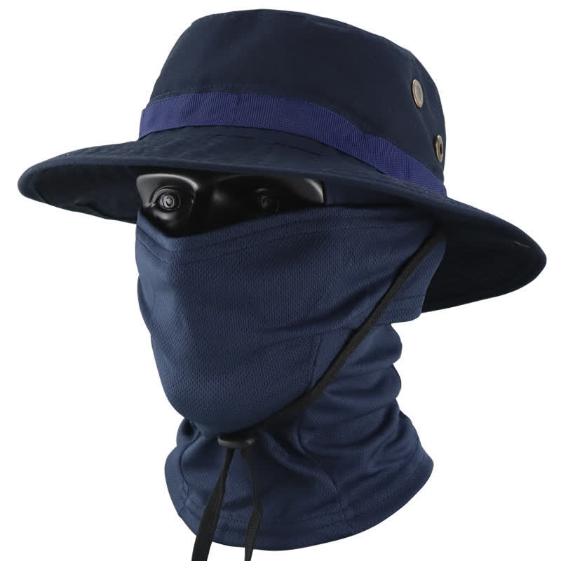 2Pcs Men's Head Cover Face Mask Camouflage Tactical Bucket Hat