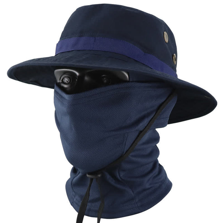 2Pcs Men's Head Cover Face Mask Camouflage Tactical Bucket Hat