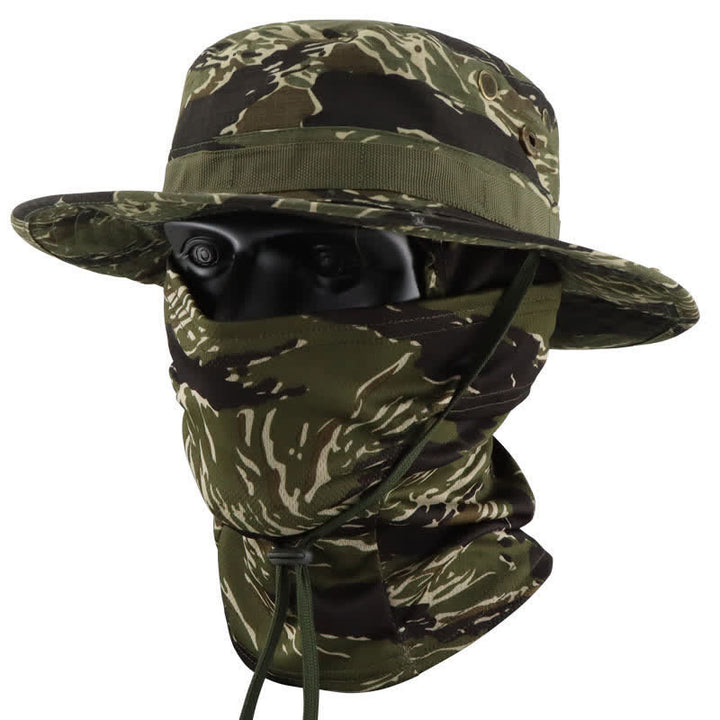 2Pcs Men's Head Cover Face Mask Camouflage Tactical Bucket Hat