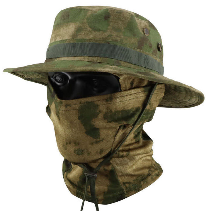2Pcs Men's Head Cover Face Mask Camouflage Tactical Bucket Hat