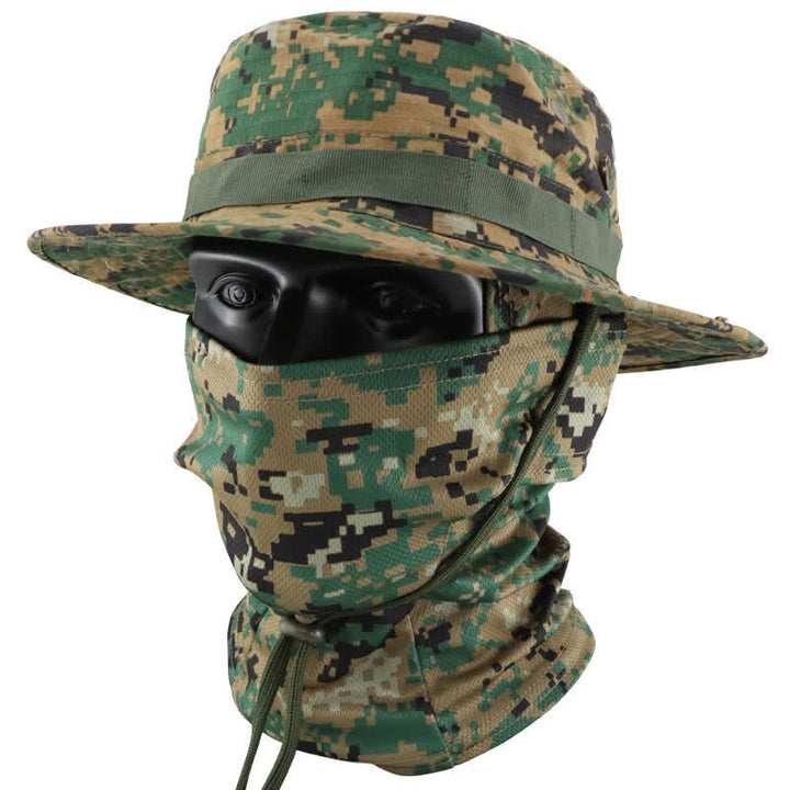 2Pcs Men's Head Cover Face Mask Camouflage Tactical Bucket Hat