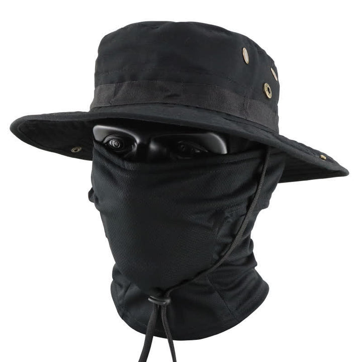 2Pcs Men's Head Cover Face Mask Camouflage Tactical Bucket Hat
