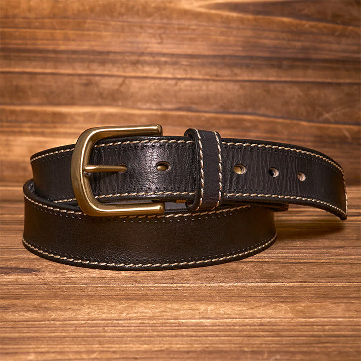 Men's Luxury Stitched Cowhide Leather Belt - image 8