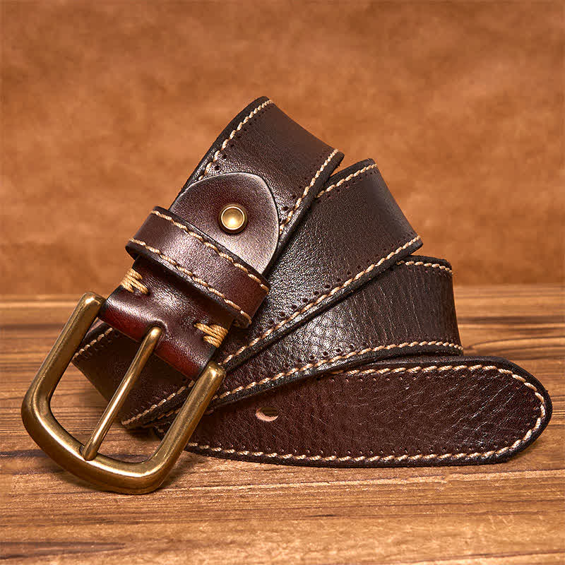 Men's Luxury Stitched Cowhide Leather Belt - image 12